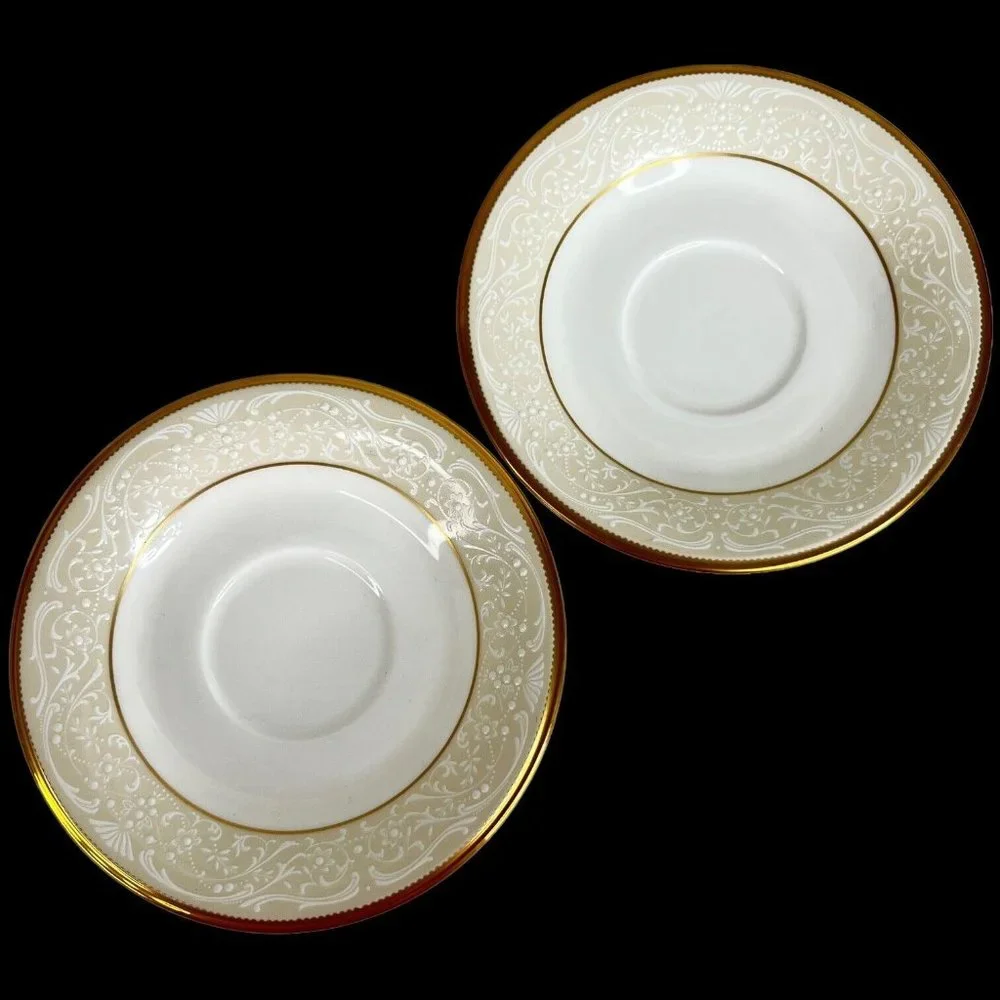 Noritake White Palace Footed Cup And Saucer Set of 2 Bone China NEW‎ With Tags